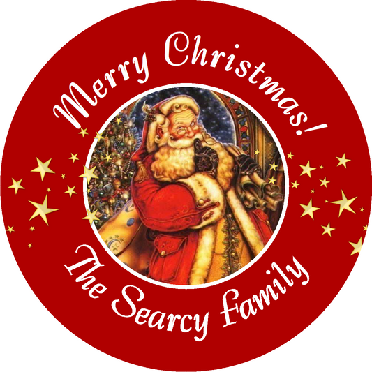 Party Favors Christmas Vintage Style Classic Santa Clause Personalized Round  Stickers  Supplies Labels