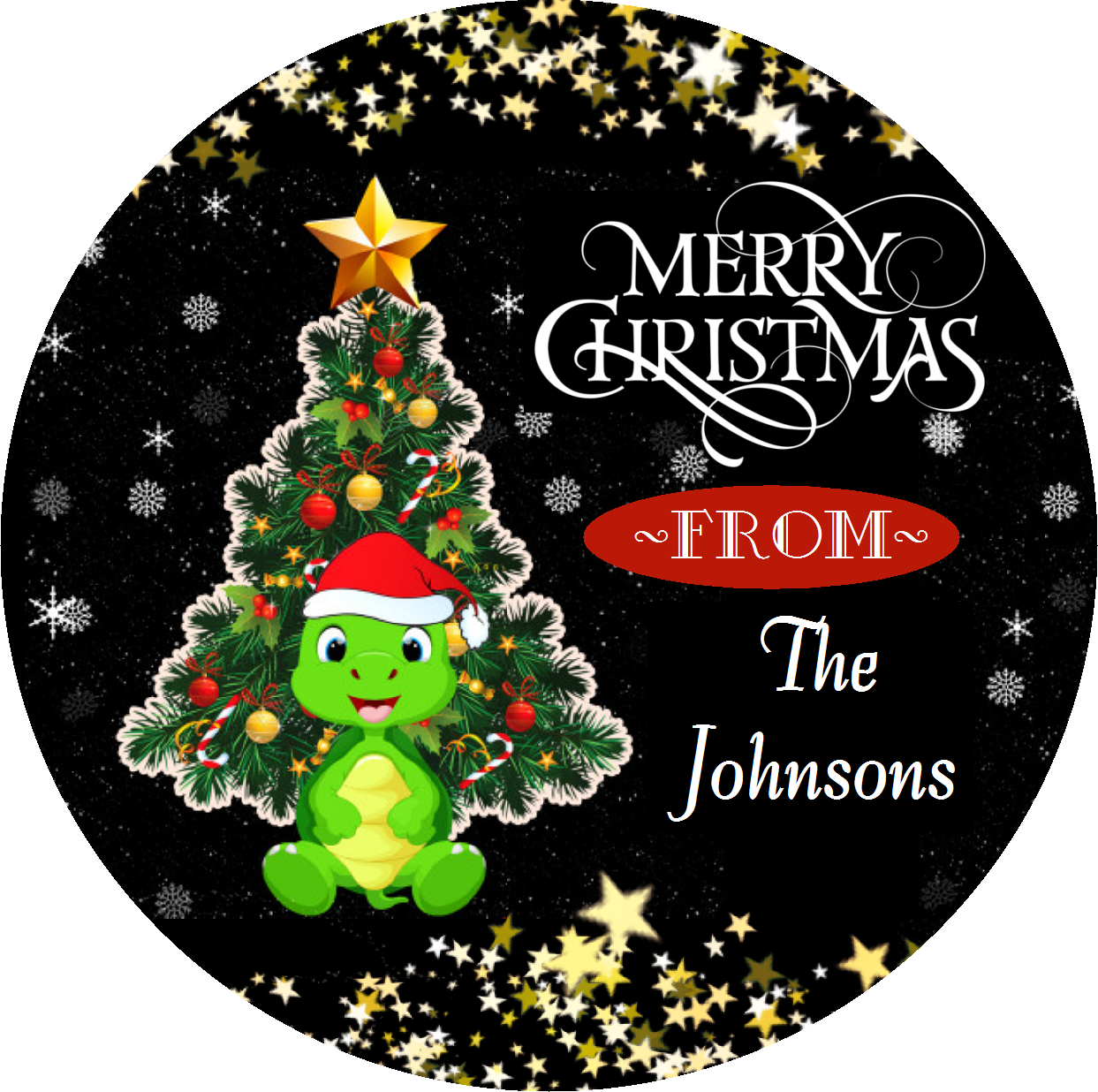 Party Favors Christmas Tree Cute Turtles Turtle Personalized Round  Stickers  Supplies Labels