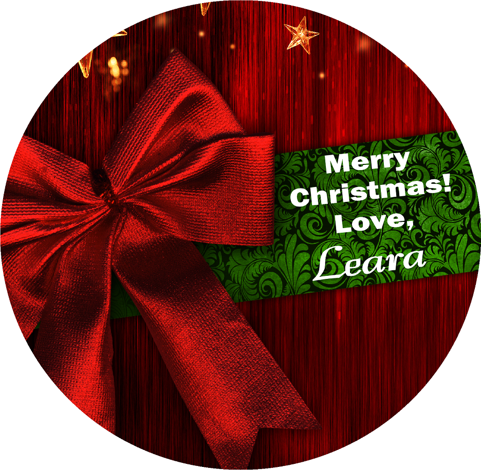 Party Favors Christmas Red & Green Bow Personalized Round Stickers Supplies Labels