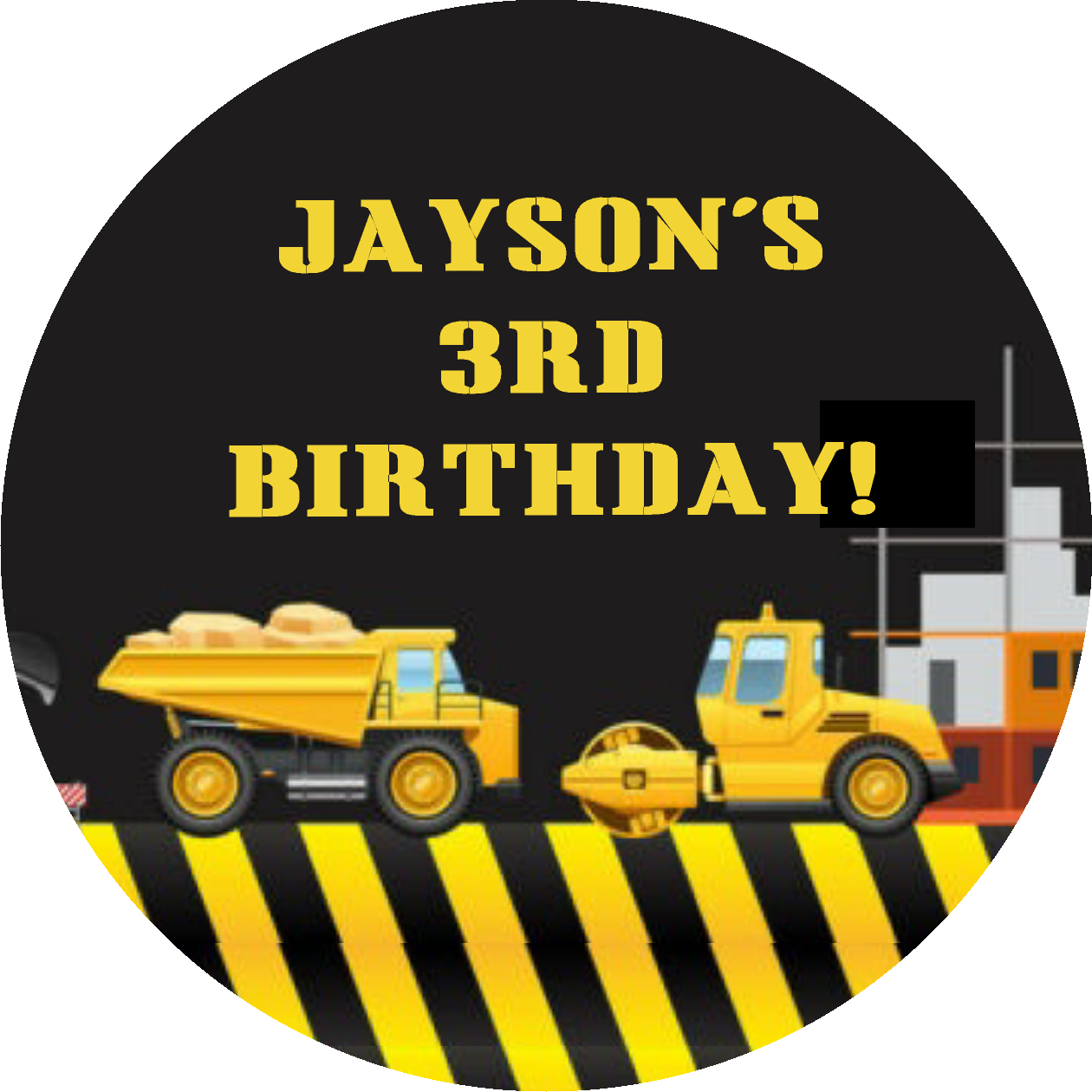 Party Favors Construction Zone Trucks Excavator Personalized Birthday Round  Stickers  Supplies Labels