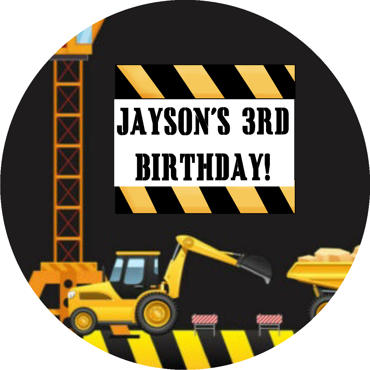 Party Favors Construction Zone Trucks Excavator Personalized Birthday Round  Stickers  Supplies Labels