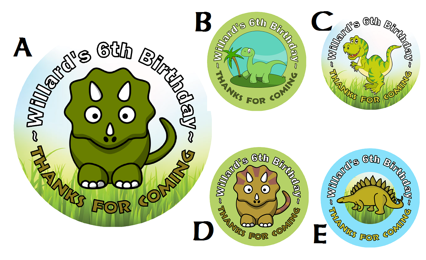 Cute Dinosaur Dinosaurs Birthday Party Favors Personalized Round Stickers Supplies Labels ideas