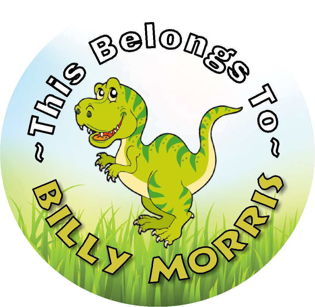 Personalized Cute Dinosaur  Dinosaurs Round Property School Class Stickers This Belongs To Supplies Labels Name Tag Tags