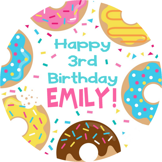 Party Favors Donut Donuts Theme Personalized Birthday Round  Stickers  Supplies Labels