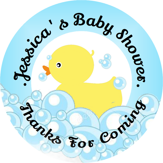 Party Favors Rubber Duck Ducky Ducks Personalized Baby Shower Round  Stickers  Supplies Labels