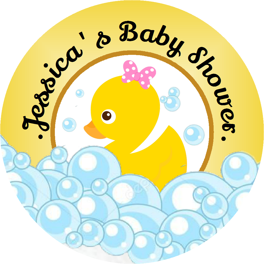 Party Favors Girl Rubber Duck Ducky Ducks Personalized Baby Shower Round  Stickers  Supplies Labels