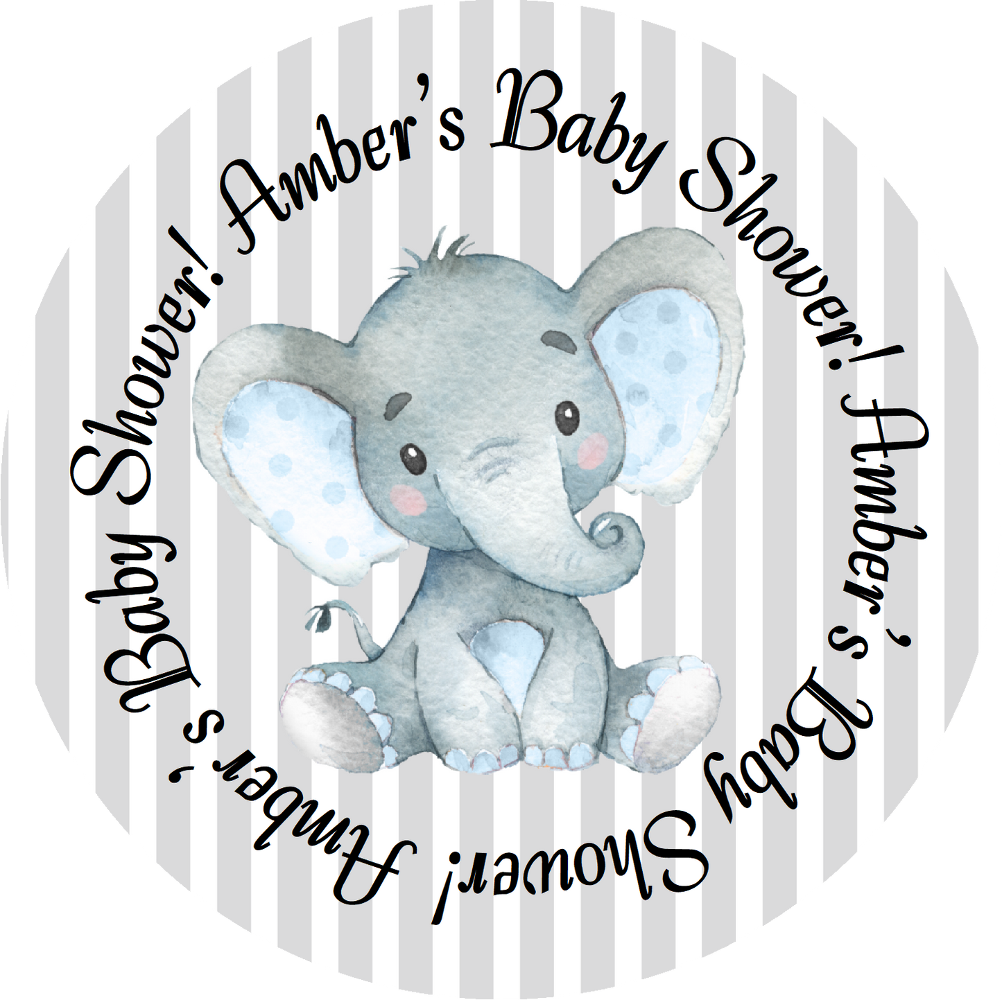 Cute Blue and Gray Boy Elephant Party Favors Personalized Baby Shower Round Stickers Supplies Labels ideas