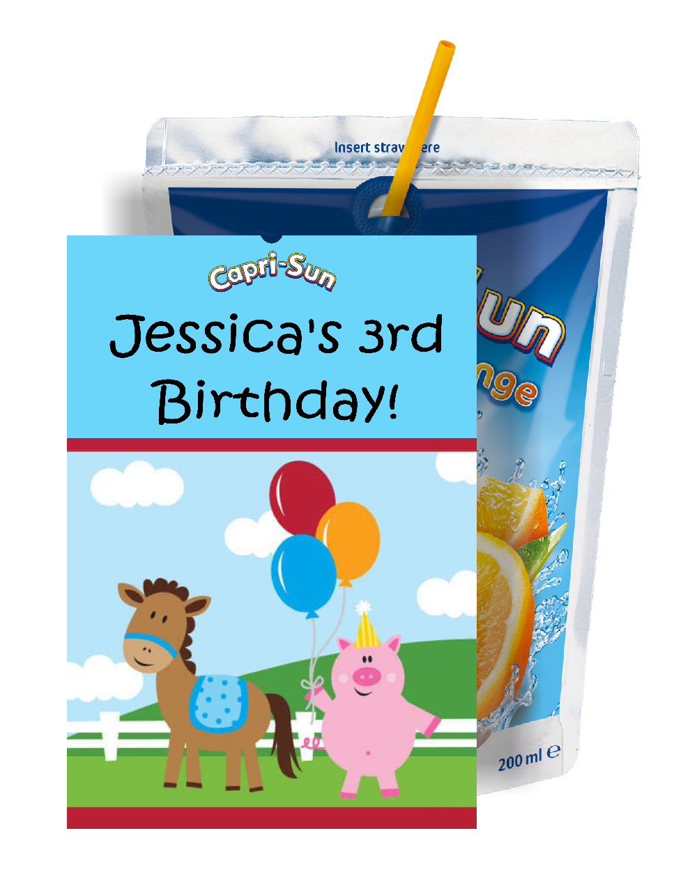 Farm Animals Barn Yard Party Favors Birthday Capri Sun Labels Personalized Supplies ideas