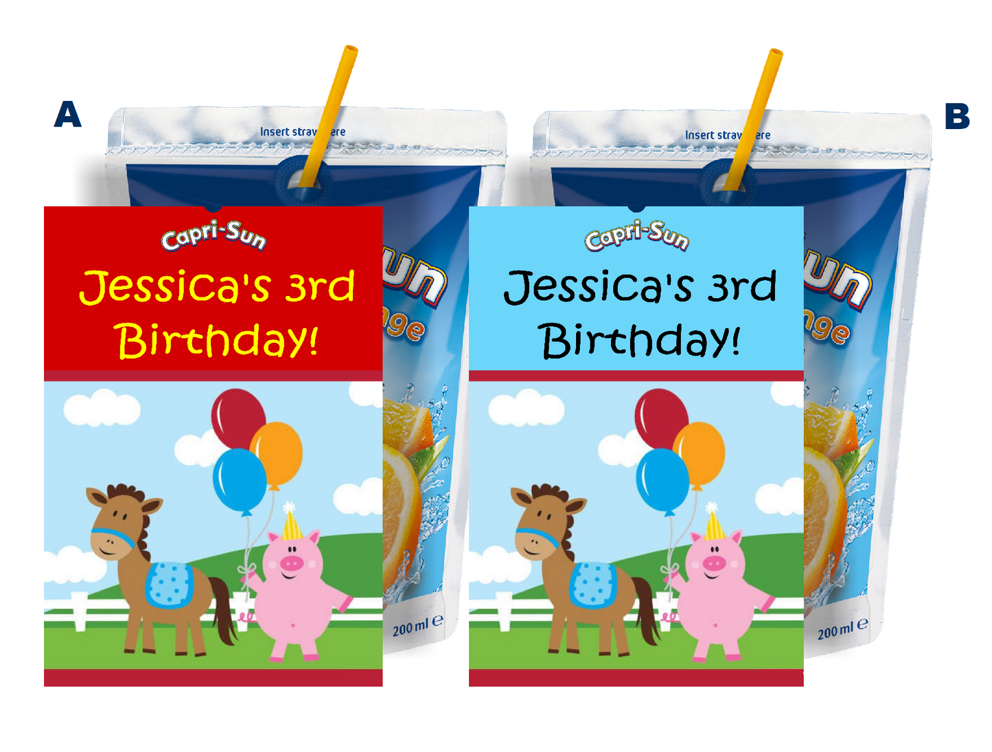 Farm Animals Barn Yard Party Favors Birthday Capri Sun Labels Personalized Supplies ideas