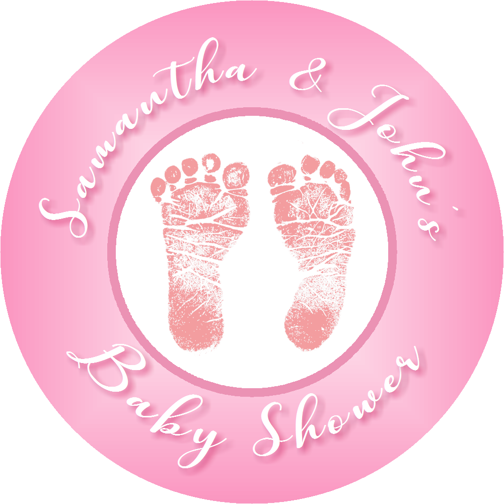 Party Favors Pink Footprints Girl Personalized Baby Shower Round  Stickers  Supplies Labels