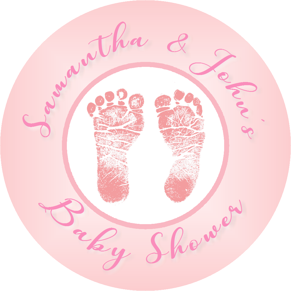 Party Favors Pink Footprints Girl Personalized Baby Shower Round  Stickers  Supplies Labels