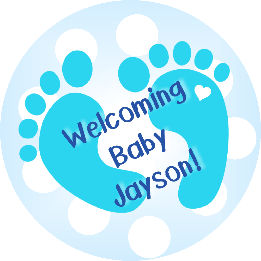 Party Favors Blue Footprints Boy Personalized Baby Shower Round  Stickers  Supplies Labels