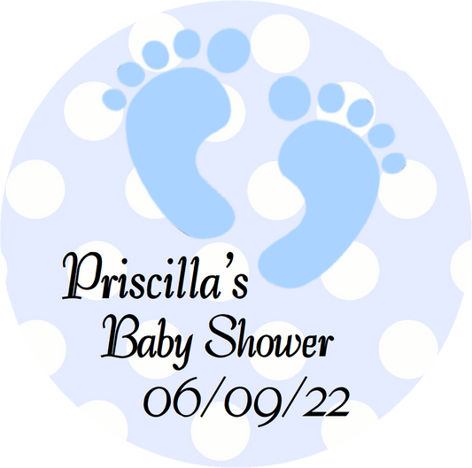 Blue Footprints Boy Party Favors Personalized Baby Shower Round Stickers Supplies Labels ideas