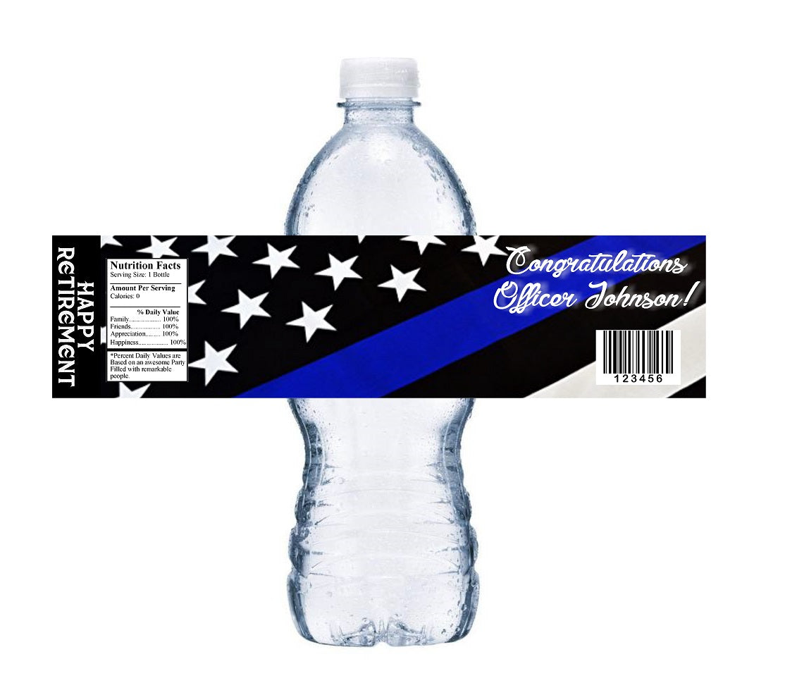 Police Cop Retirement Party Favors Water Bottle Labels Ideas Supplies Decor