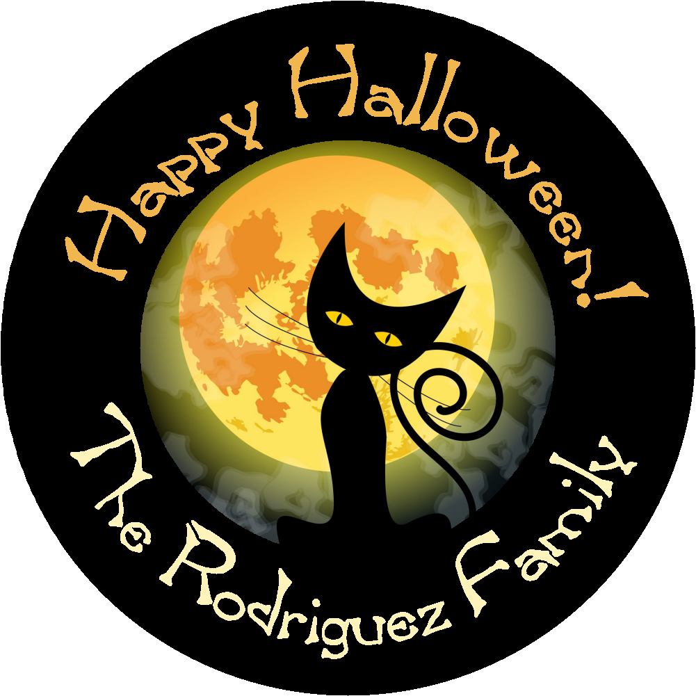 Halloween Black Cat Party Favors Personalized Round Stickers Supplies Labels