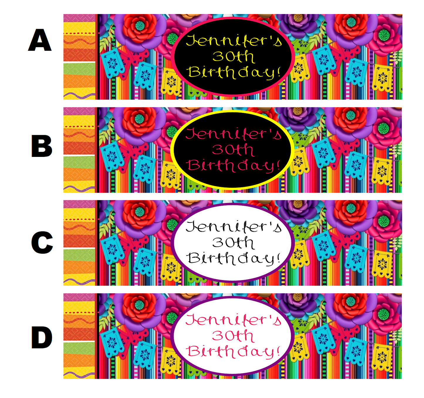 Mexican Fiesta Cinco De Mayo Day Of The Dead Party Favors Birthday Water Bottle Labels Wrappers Supplies Personalized Unique