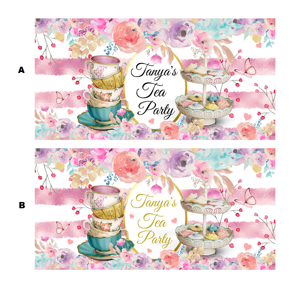 Floral Tea Party Watercolors Party Favors Stickers Gable Box Favor Bags Labels Personalized Rectangle Birthday Supplies ideas