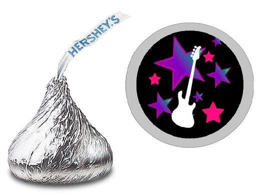 Music Rock Star Guitar Party Favors Hershey Chocolate Candy Kiss Labels Stickers Birthday Baby Shower Favors