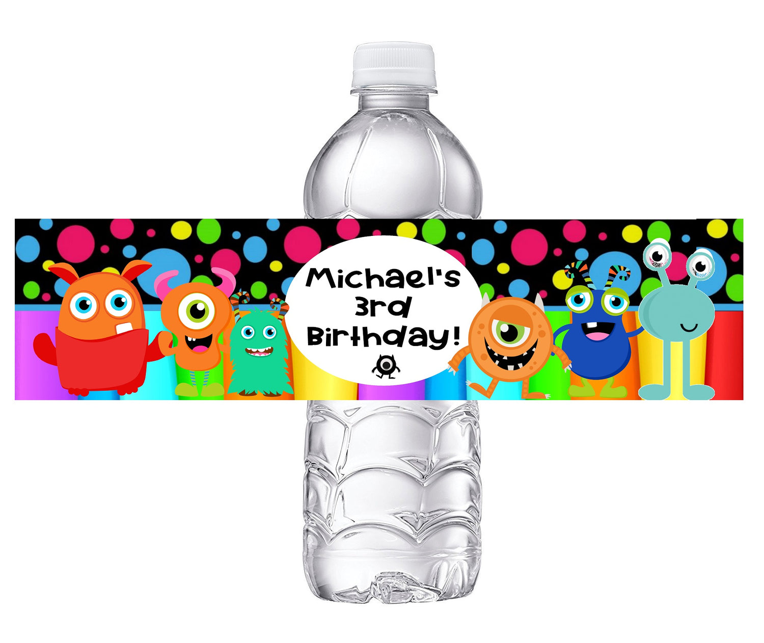 Cute Colorful Monsters Birthday Party Favors Water Bottle Labels Ideas Supplies Decor