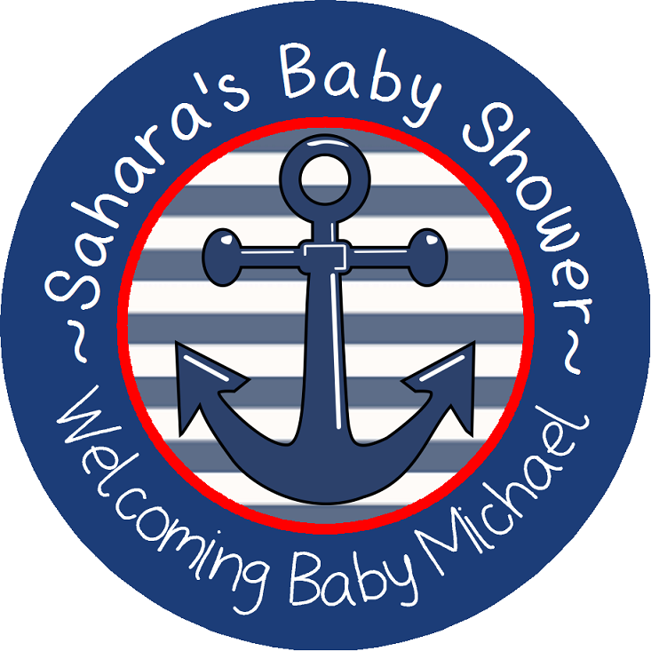 Nautical Anchor Red White Blue Striped Party Favors Personalized Baby Shower Round Stickers Supplies Labels ideas