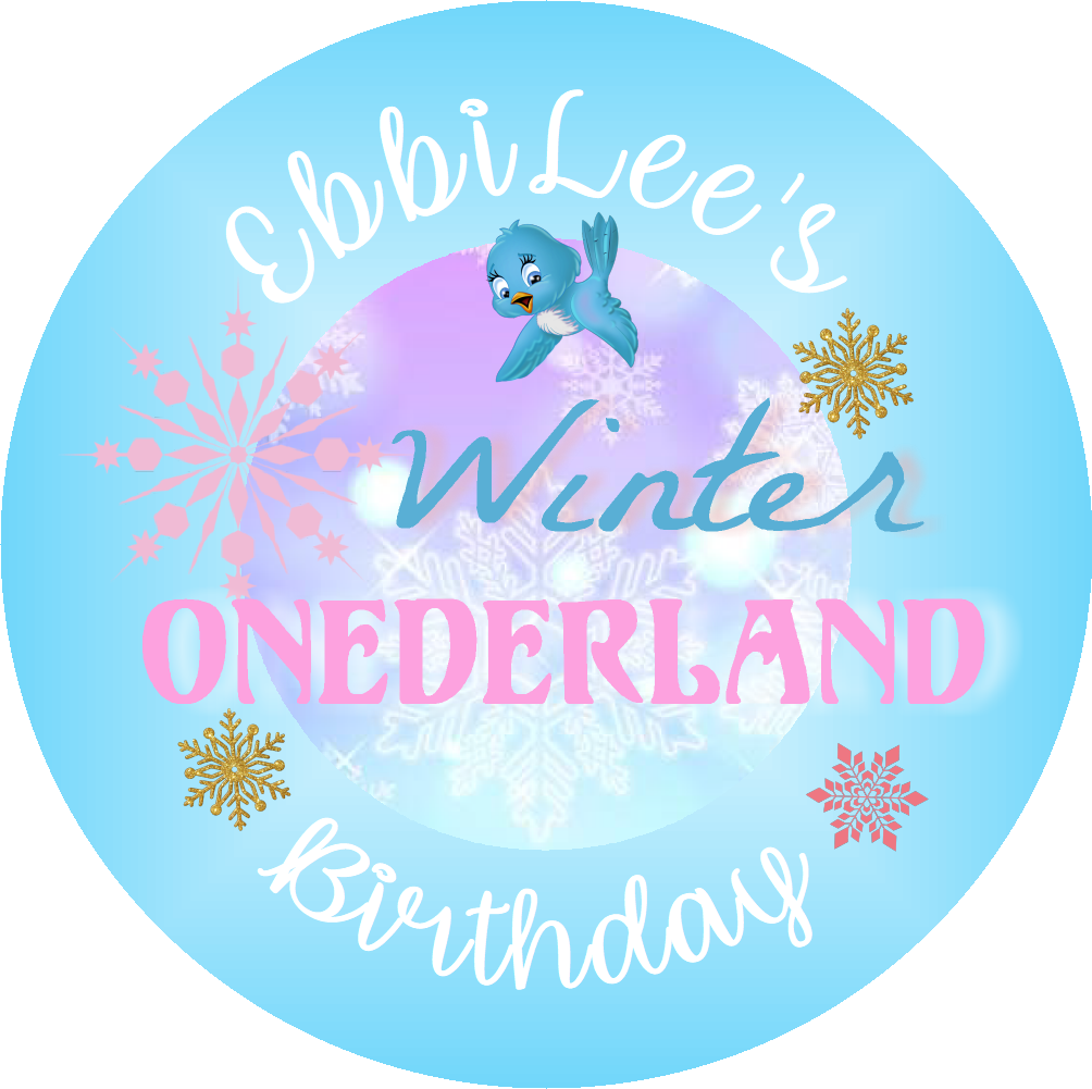 Party Favors Winter Onederland Blue Turquoise Purple Pink Personalized Birthday Round  Stickers  Supplies Labels