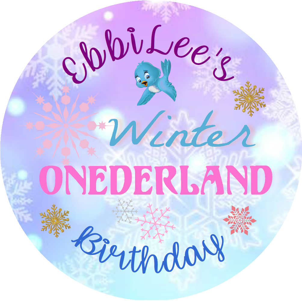 Party Favors Winter Onederland Blue Turquoise Purple Pink Personalized Birthday Round  Stickers  Supplies Labels