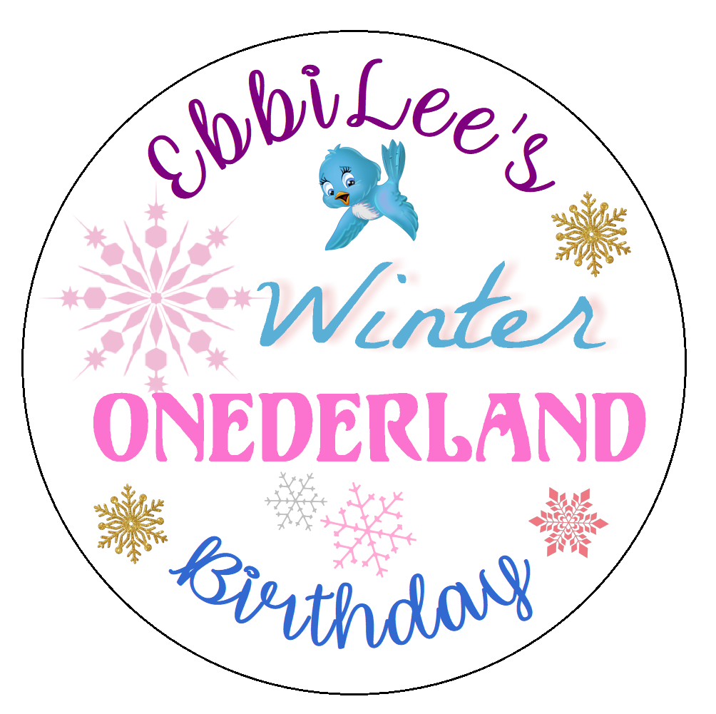 Party Favors Winter Onederland Blue Turquoise Purple Pink Personalized Birthday Round  Stickers  Supplies Labels