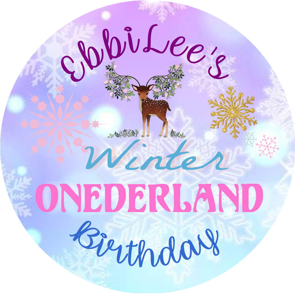 Party Favors Winter Onederland Blue Turquoise Purple Pink Personalized Birthday Round  Stickers  Supplies Labels