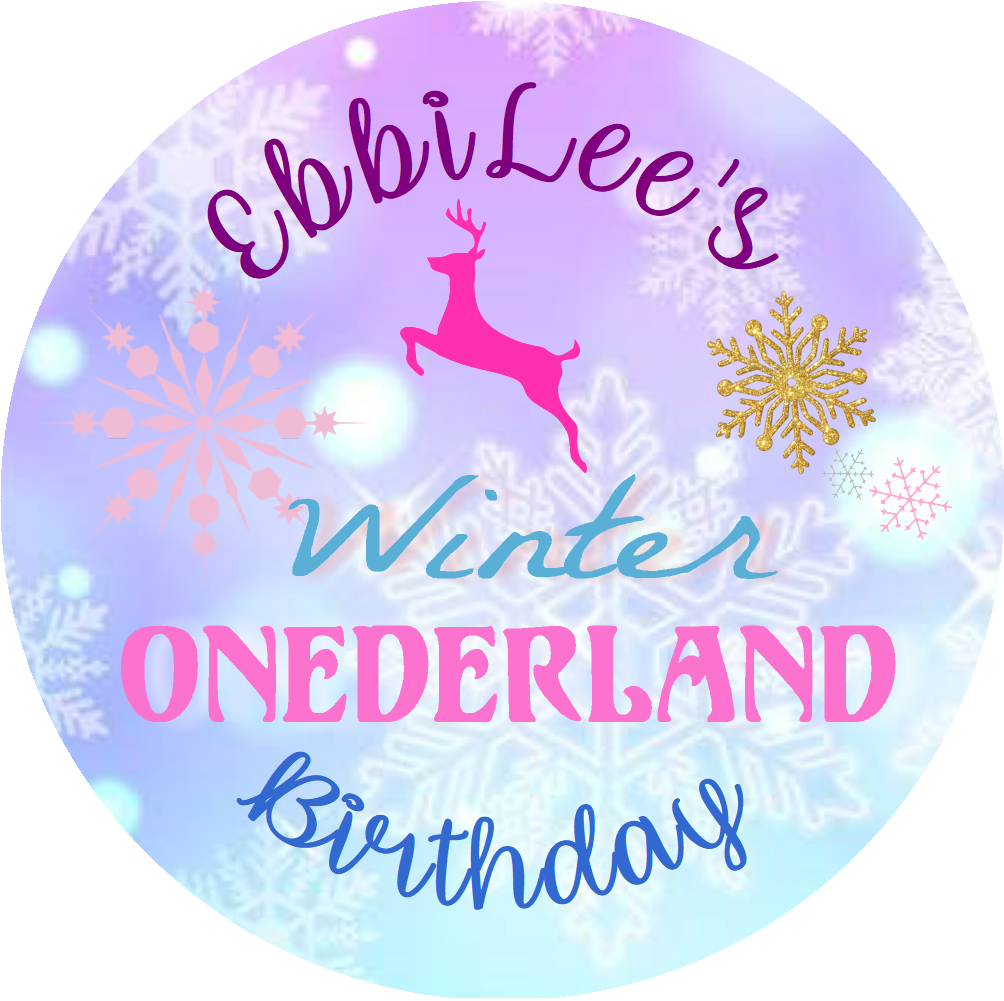 Party Favors Winter Onederland Blue Turquoise Purple Pink Personalized Birthday Round  Stickers  Supplies Labels