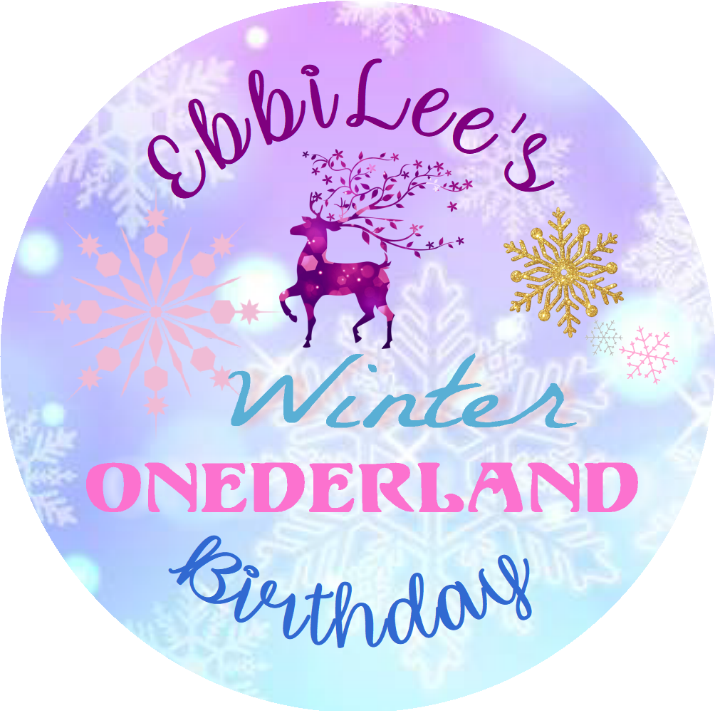 Party Favors Winter Onederland Blue Turquoise Purple Pink Personalized Birthday Round  Stickers  Supplies Labels