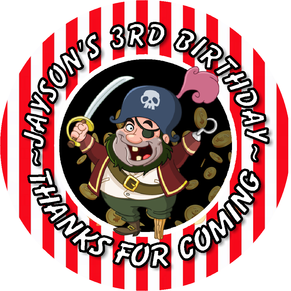 Party Favors Pirate Ship Cute Pirates Personalized Birthday Round  Stickers  Supplies Labels