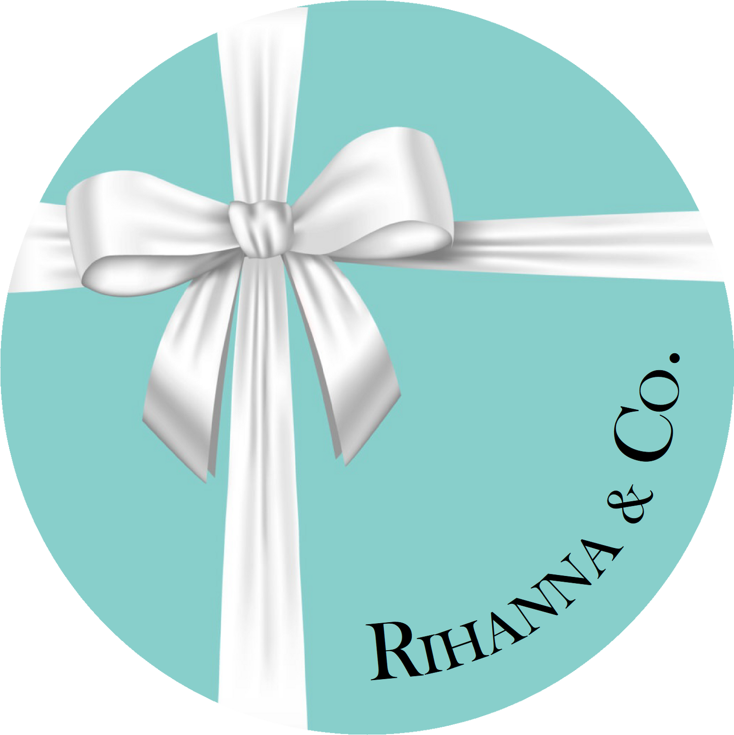 Teal Turquoise White Bow Birthday Party Favors Personalized Round Stickers Supplies Labels