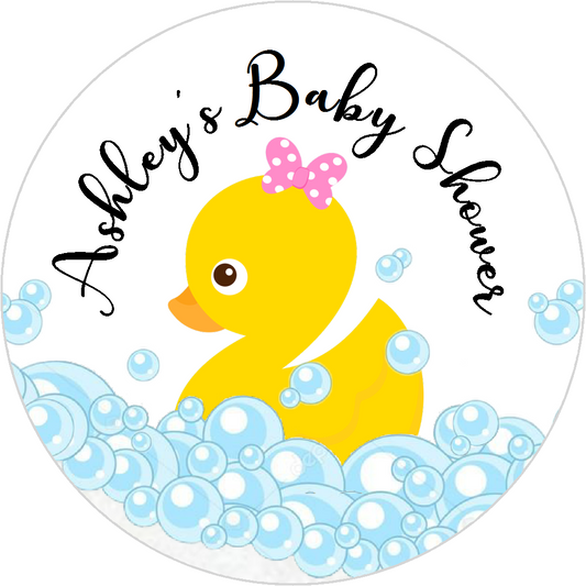 Party Favors Rubber Duck Ducky Ducks Personalized Baby Shower Round  Stickers  Supplies Labels