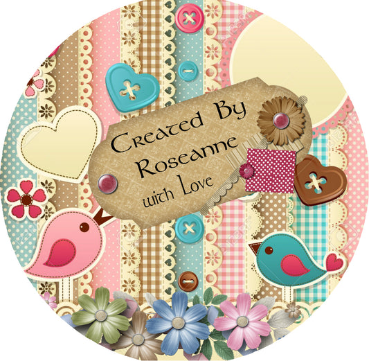 Created Made with Love Scrapbook Craft Crafting Personalized Round Stickers Supplies Labels