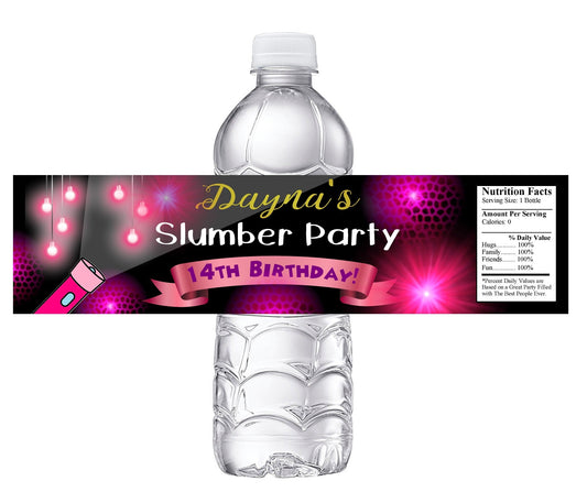 Slumber Sleepover Birthday Party Favors Water Bottle Labels Ideas Supplies Decor