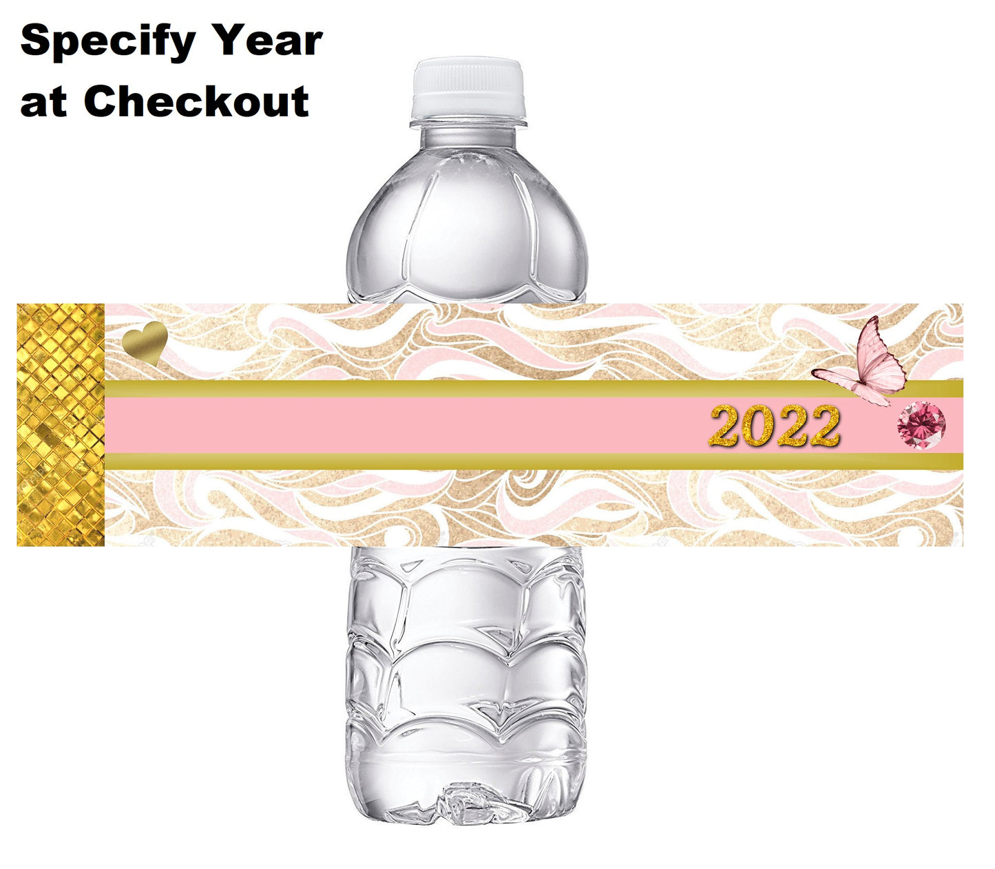 Rose Gold White and Pink Graduation Party Favors Water Bottle Labels Ideas Supplies Decor