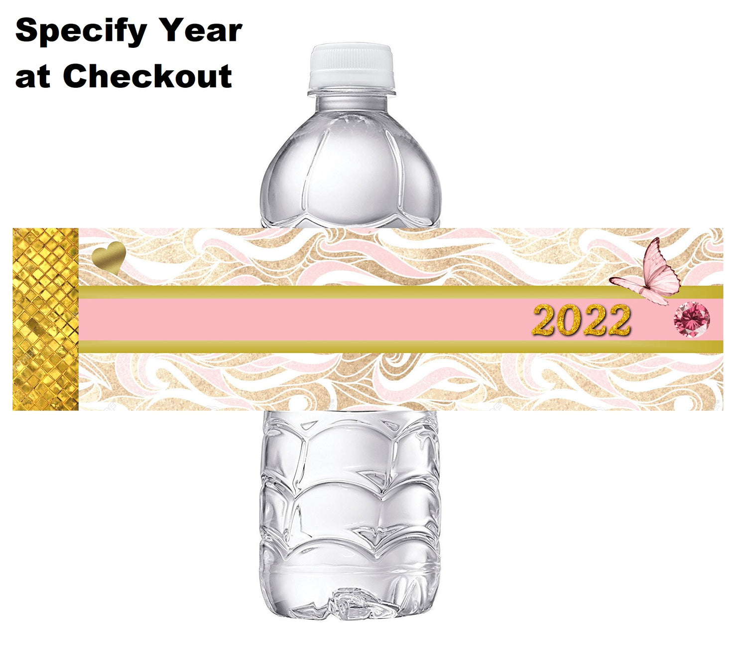 Rose Gold White and Pink Graduation Party Favors Water Bottle Labels Ideas Supplies Decor