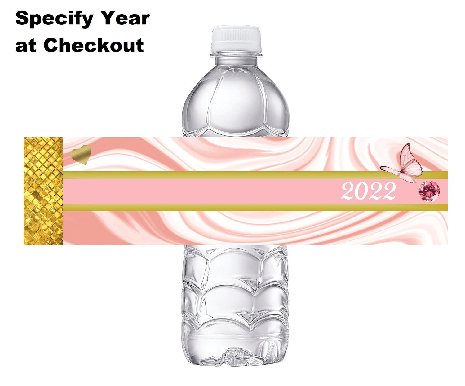 Rose Gold White and Pink Graduation Party Favors Water Bottle Labels Ideas Supplies Decor