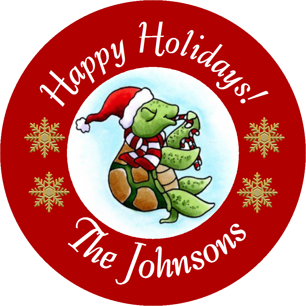 Party Favors Christmas Tree Cute Turtles Turtle Personalized Round  Stickers  Supplies Labels