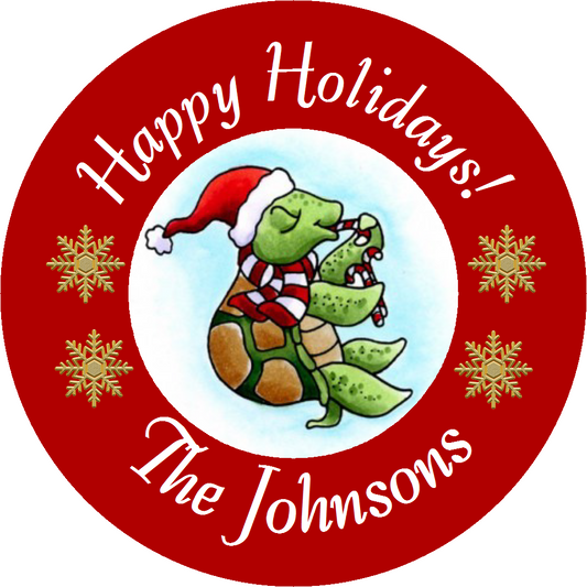 Party Favors Christmas Tree Cute Turtles Turtle Personalized Round  Stickers  Supplies Labels