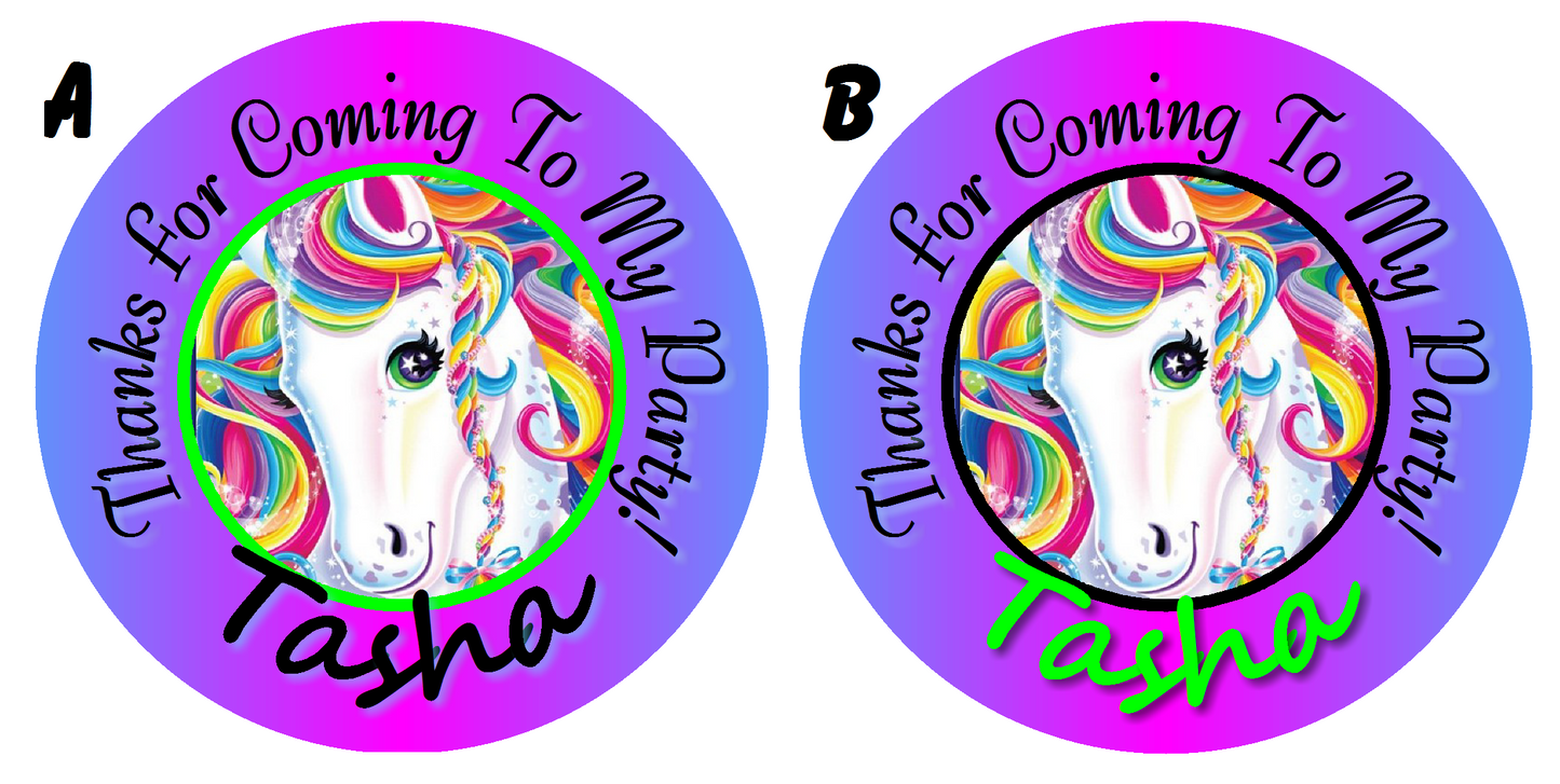 Party Favors Rainbow Unicorn Purple Green Personalized Birthday Round  Stickers  Supplies Labels