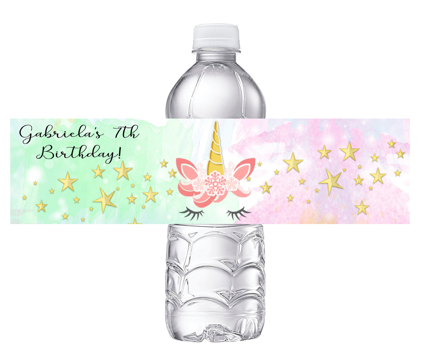 Watercolors Unicorn Birthday Party Favors Water Bottle Labels Ideas Supplies Decor