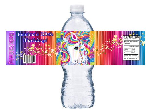 Rainbow Unicorn Birthday Party Favors Water Bottle Labels Ideas Supplies Decor