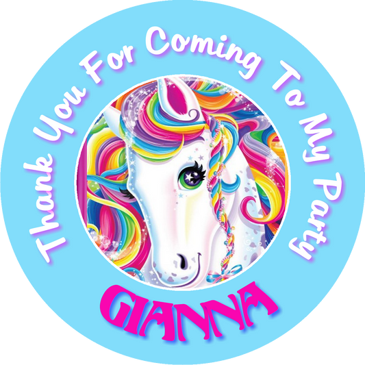 Purple Rainbow Unicorn Birthday Party Favors Personalized Round Stickers Supplies Labels ideas