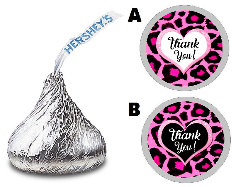 Party Favors Hot Pink White and Black Glitter Leopard Print Chevron Hershey Kiss Kisses Labels Stickers Birthday Wedding Bridal Baby Shower Graduation   Supplies Favors