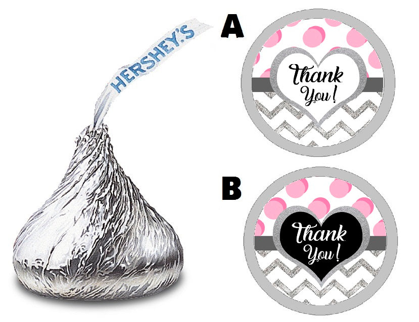 Party Favors Pink White Black Gray and Silver Glitter Polka Dot Dots Chevron Hershey  Kiss Kisses Labels Stickers Birthday Wedding Bridal Baby Shower Graduation  Supplies Favors