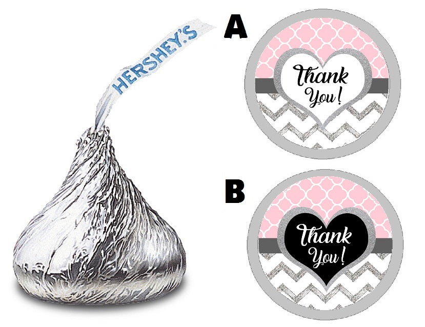 Party Favors  Pink Dusty Rose White Black Gray and Silver Glitter Trellis Chevron Hershey  Kiss Kisses Labels Stickers Birthday Wedding Bridal Baby Shower Graduation  Supplies Favors