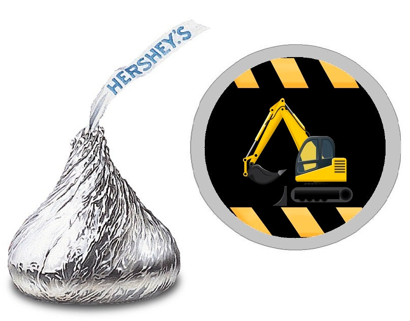 Party Favors Construction Zone Excavator Vehicle Hershey Kiss Kisses Labels Stickers Birthday Wedding Bridal Baby Shower Graduation   Supplies Favors