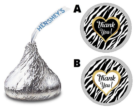 Party Favors Black White and Gold Zebra Print Hershey Kiss Kisses Labels Stickers Birthday Wedding Bridal Baby Shower Graduation   Supplies Favors