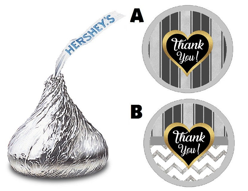 Party Favors White Gold Black and Gray Stripes Striped Chevron Hershey Kiss Kisses Labels Stickers Birthday Wedding Bridal Baby Shower Graduation   Supplies Favors